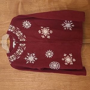 Croft & Barrow - Red Holiday Zip Sweater, Size Large